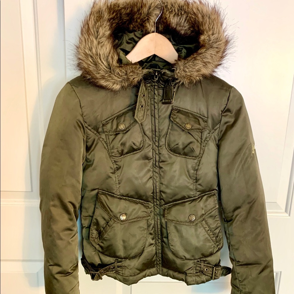 Guess Bomber puffer Jacket with faux fur trim